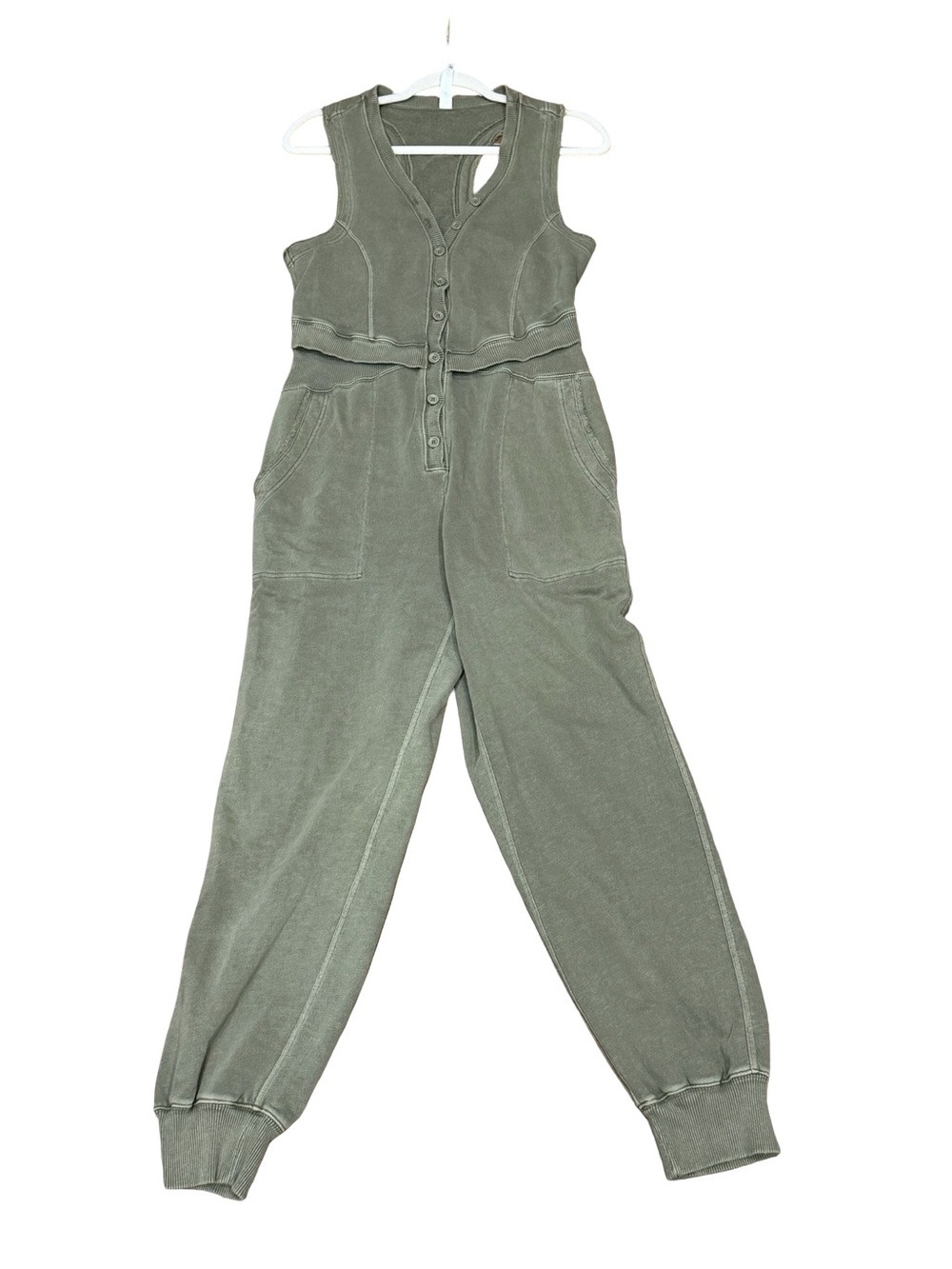 🌿 Daily Practice by Anthropologie Oros Green Sleeveless Jumpsuit Size S - Picture 5 of 13